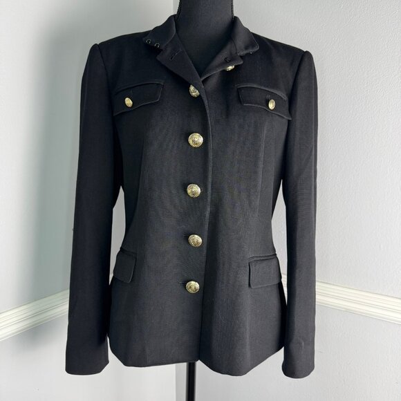 Ralph Lauren Black Label Wool Stand Collar Military Style Black Jacket Blazer 12 - Picture 1 of 11